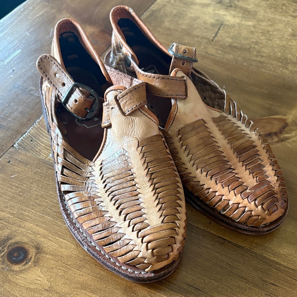 Men's Woven Leather Huarache Sandals - Light Brown